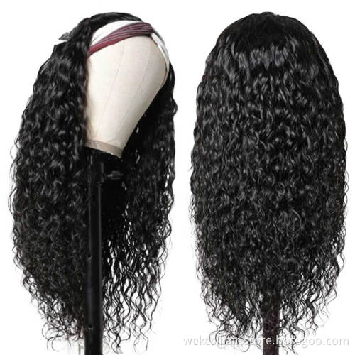 Virgin Cuticle Aligned Hair Headband Wigs For Black Women Natural Head band Wig Brazilian Water Wave Headband Wigs Human Hair